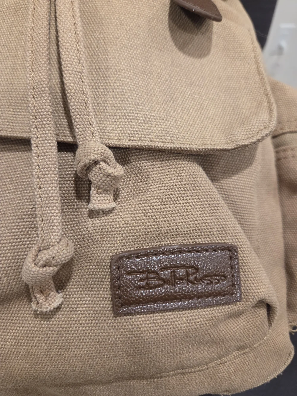 Bella Russo Backpack Unisex Medium Canvas Khaki Vintage Rucksack Gorpcore Bag